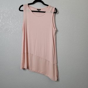 Vince Camuto baby pink asymmetrical mixed media cotton and chiffon tank